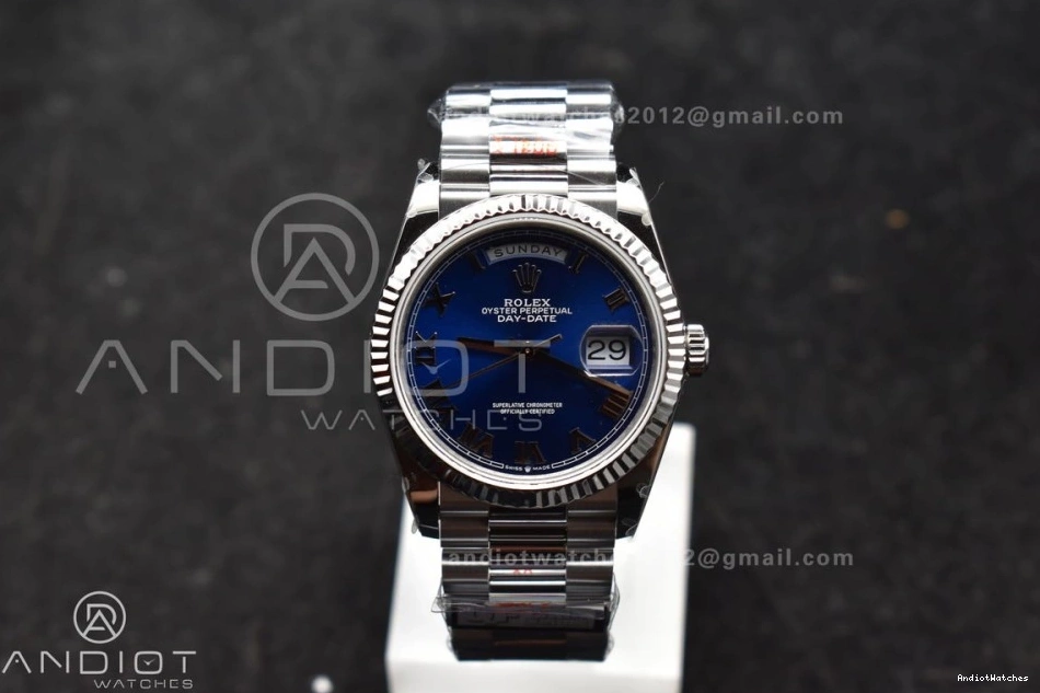 Edition 679 36 Dial Best on Roman BestValue SS DayDate 904L (Gain Steel Bracelet President QF vr3255 V5 Weight) Blue 0108